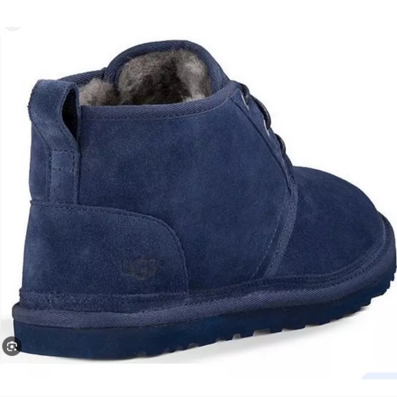 UGG neumel classic suede sheepskin chukka boots mens size 12 Navy winter boots - Picture 2 of 9